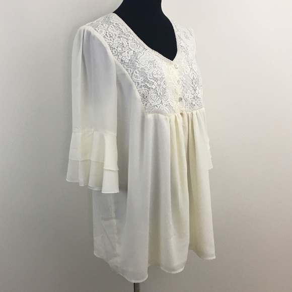Roaman’s | Lace & Bell Sleeve Blouse - Picture 2 of 11